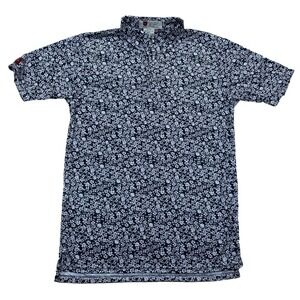 Iliac Golf Performance Polo Shirt Large AOP Floral Print Black USA
